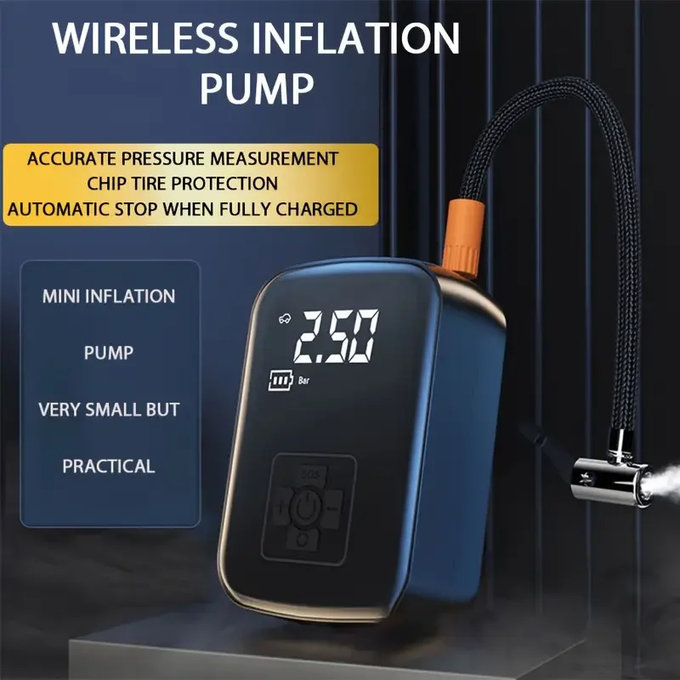 Compressore per pneumatici senza fili con display digitale, 150 PSI, nero