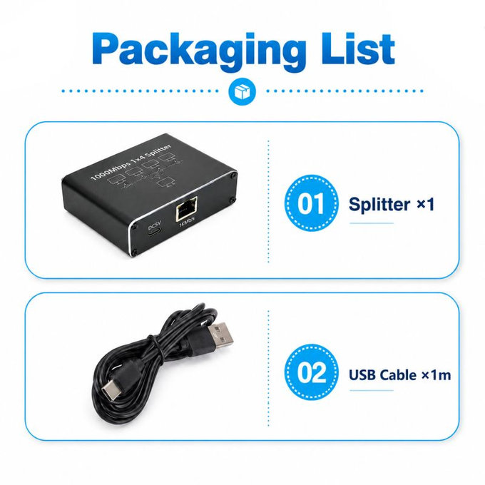 Switch Ethernet Gigabit RJ45, 4 porte, 1000 Mbps