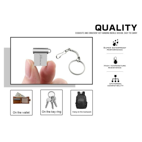 Chiavetta USB in metallo da 64 GB, USB 3.0, argento