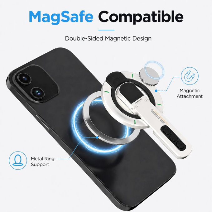Supporto magnetico per telefono con stand, compatibile con MagSafe, nero