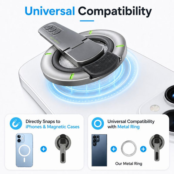 Supporto magnetico per telefono con stand, compatibile con MagSafe, nero