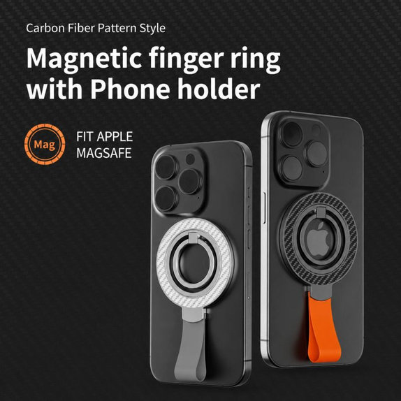 Supporto magnetico per telefono con laccetto, nero-arancione