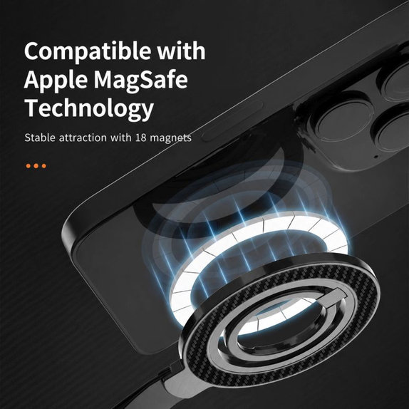 Supporto magnetico per telefono con laccetto, nero-arancione