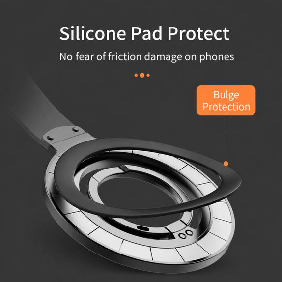 Supporto magnetico per telefono con laccetto, nero-arancione