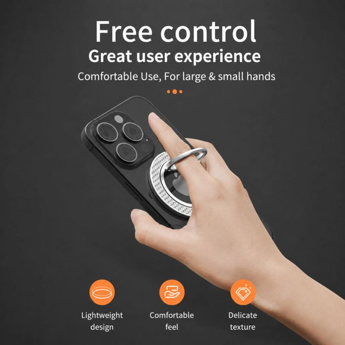 Supporto magnetico per telefono con laccetto, nero-arancione