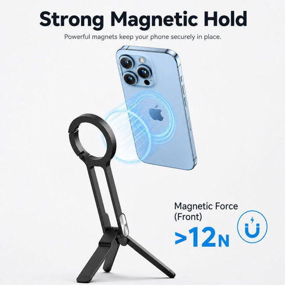 Supporto magnetico pieghevole per telefono, compatibile con MagSafe, nero