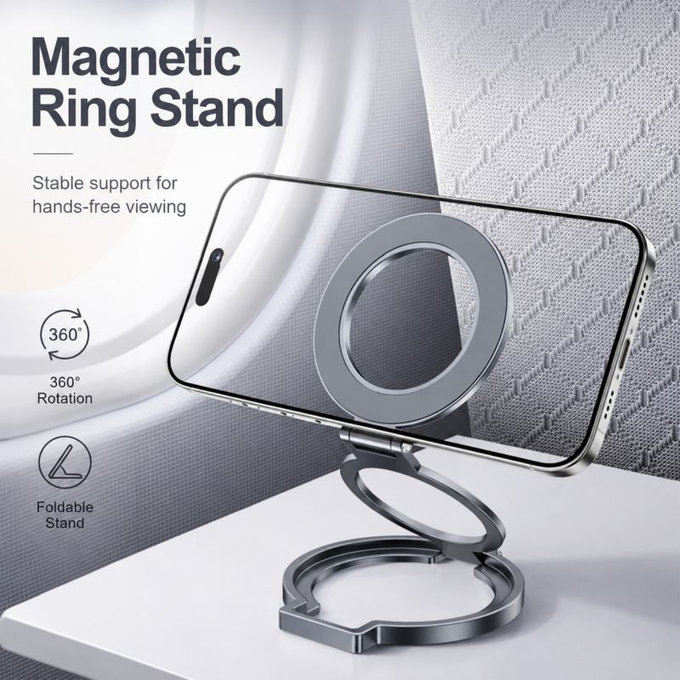 Anello magnetico pieghevole per telefono, argento