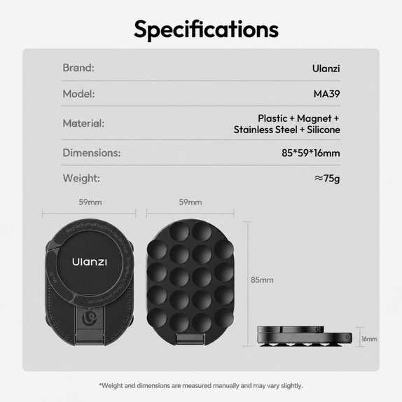 Supporto magnetico a ventosa Ulanzi MA39, nero