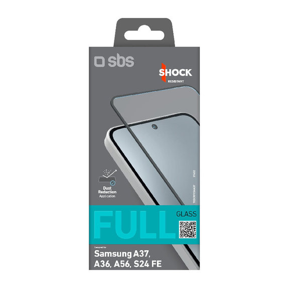 Vetro temperato Full Cover per Samsung Galaxy A37, A36, A56, S24 FE, Black, SBS
