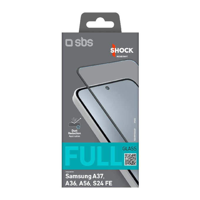 Vetro temperato Full Cover per Samsung Galaxy A37, A36, A56, S24 FE, Black, SBS