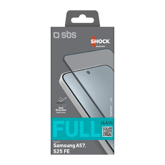 Vetro temperato Full Cover per Samsung Galaxy A57, Black, SBS
