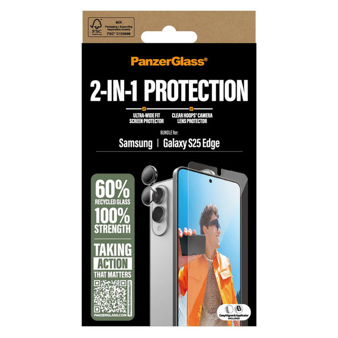 Bundle 2-in-1 per Samsung Galaxy S25 Edge, PanzerGlass