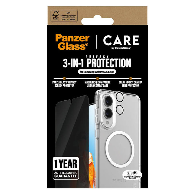 Bundle 3-in-1 Privacy per Samsung Galaxy S25 Edge, PanzerGlass