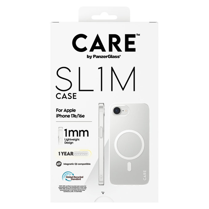 Custodia SL1M con MagSAFE by PanzerGlass per iPhone 17e/16e, Trasparente, PanzerGlass