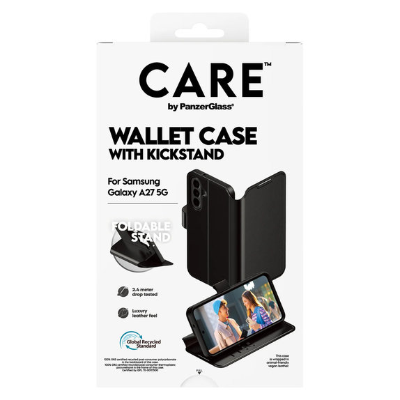 Custodia Wallet Kickstand per Samsung Galaxy A27, Nero, PanzerGlass