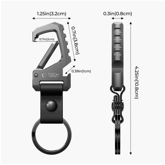 Portachiavi Slidelock Carabiner Keychain, Gunmetal, Tech-Protect