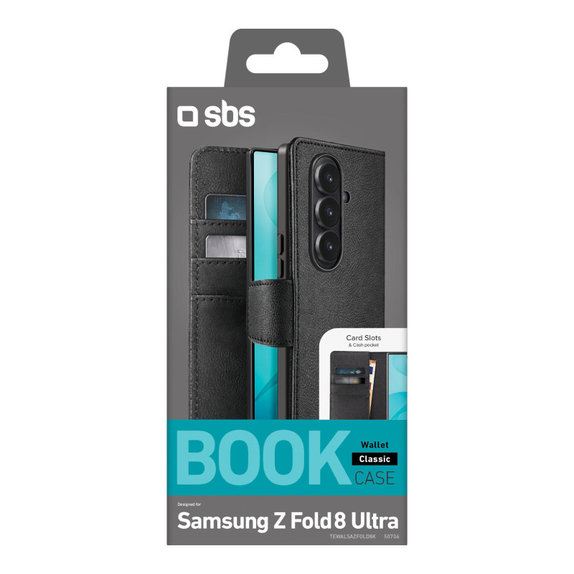 Custodia Wallet Stand per Samsung Galaxy Z Fold8 Ultra, Nero, SBS