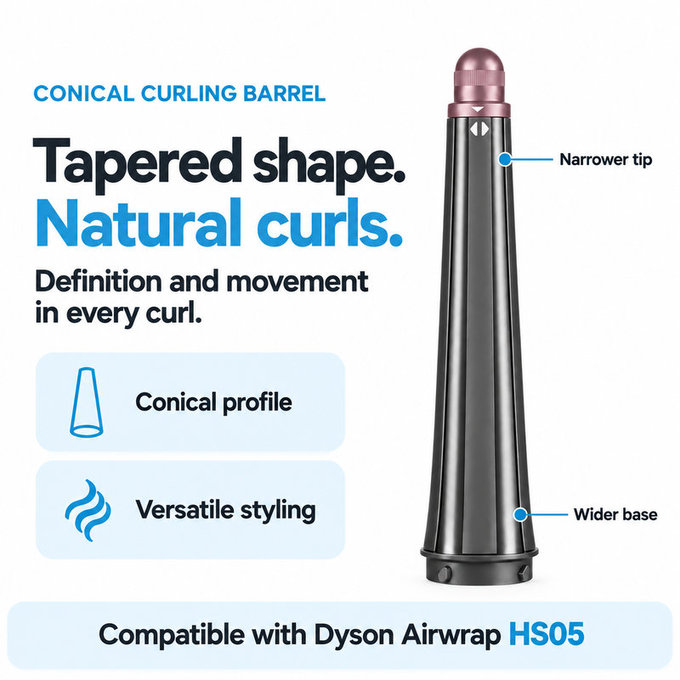 Cono conico per ricci per Dyson Airwrap HS05, Ceramic Pink / Rose Gold