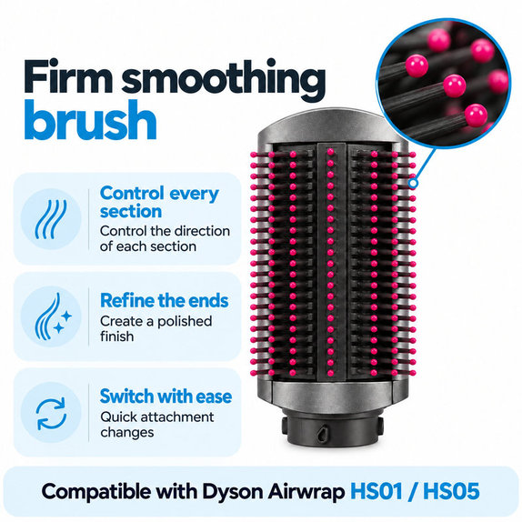 Spazzola lisciante rigida per Dyson Airwrap HS01, HS05, Iron / Fuchsia