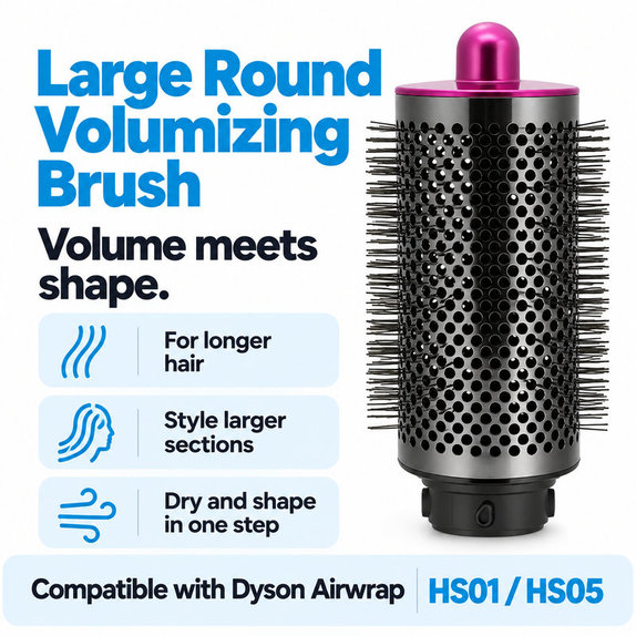 Spazzola rotonda grande volumizzante per Dyson Airwrap HS01, HS05, Iron / Fuchsia