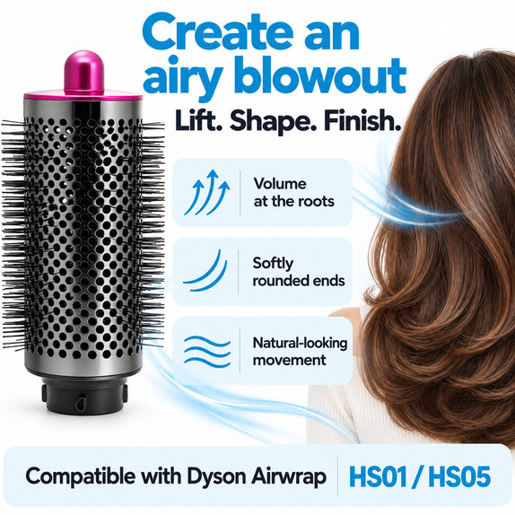 Spazzola rotonda grande volumizzante per Dyson Airwrap HS01, HS05, Iron / Fuchsia