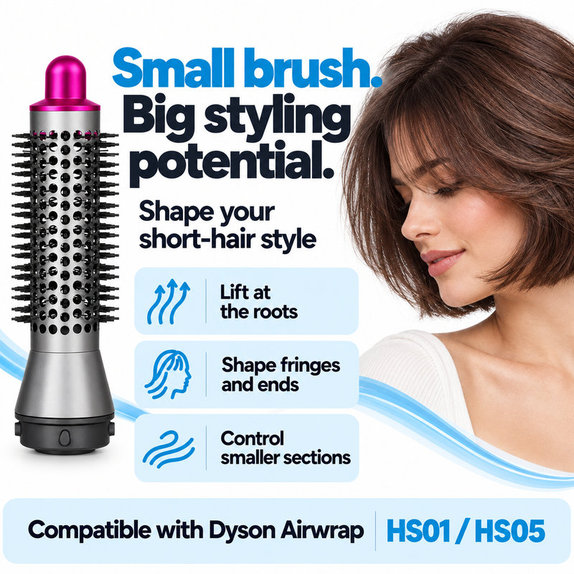 Spazzola rotonda piccola volumizzante per Dyson Airwrap HS01, HS05, Iron / Fuchsia