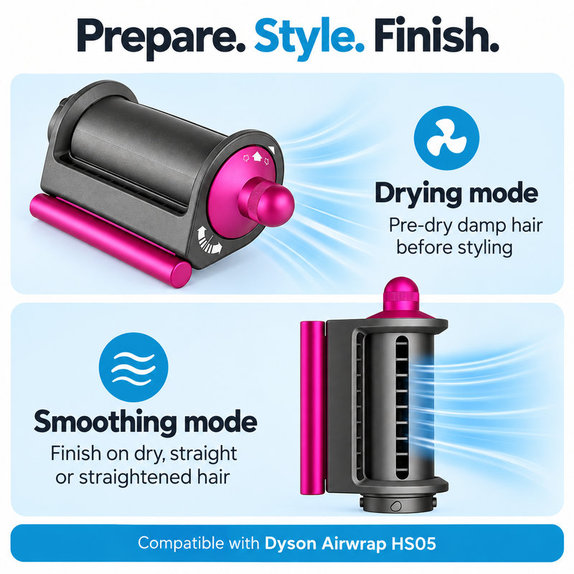 Accessorio Coanda lisciante e asciugante per Dyson Airwrap HS05, Iron / Fuchsia