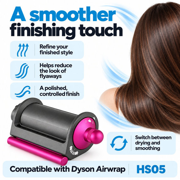 Accessorio Coanda lisciante e asciugante per Dyson Airwrap HS05, Iron / Fuchsia