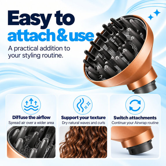 Diffusore Wave + Curl per Dyson Airwrap HS01, HS05, HS08, Copper