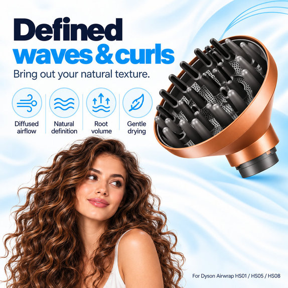 Diffusore Wave + Curl per Dyson Airwrap HS01, HS05, HS08, Copper