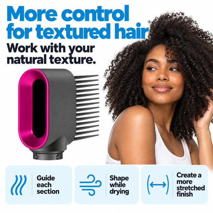 Pettine a denti larghi per Dyson Airwrap HS01, HS05, Iron / Fuchsia