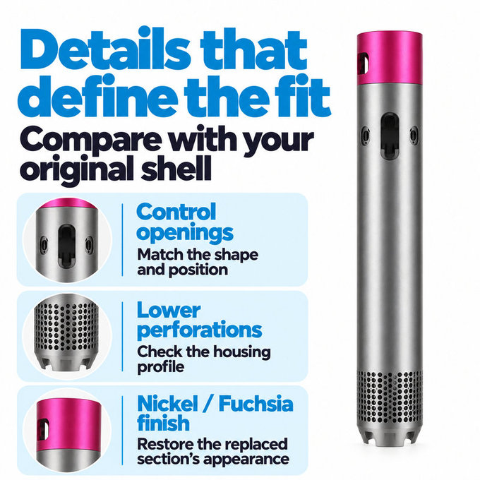 Scocca corpo principale per Dyson Airwrap HS01, HS05, Nickel / Fuchsia