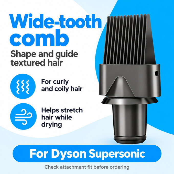 Pettine a denti larghi per Dyson Supersonic HD01, HD03, HD07, HD15, HD16