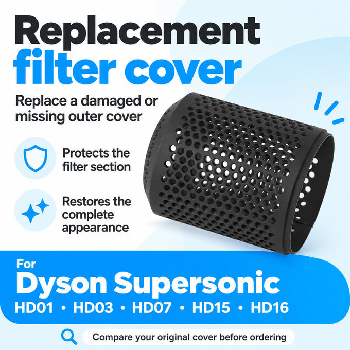 Coperchio filtro per Dyson Supersonic HD01, HD03, HD07, HD15, HD16, Iron / Fuchsia