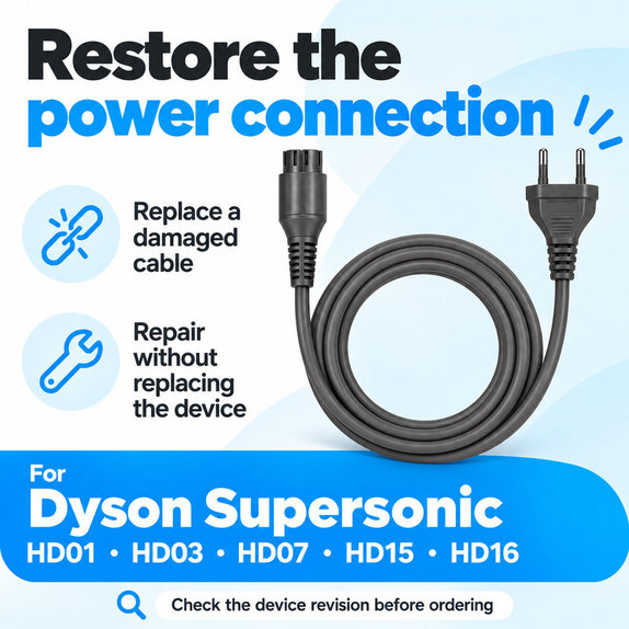 Cavo di alimentazione per Dyson Supersonic HD01, HD03, HD07, HD15, HD16