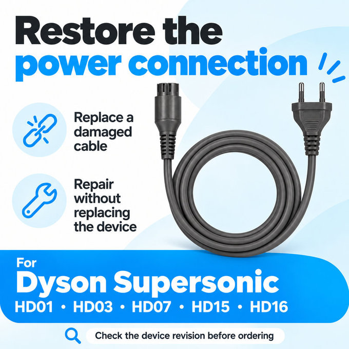 Cavo di alimentazione per Dyson Supersonic HD01, HD03, HD07, HD15, HD16
