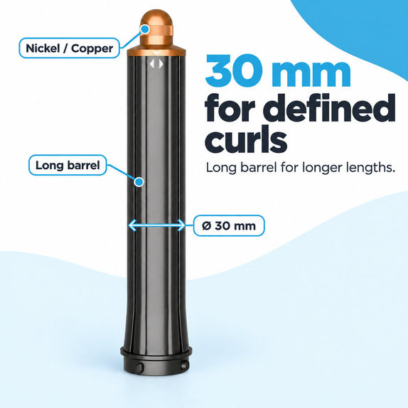 Cono lungo per ricci per Dyson Airwrap HS01, HS05, 30 mm, Nickel / Copper
