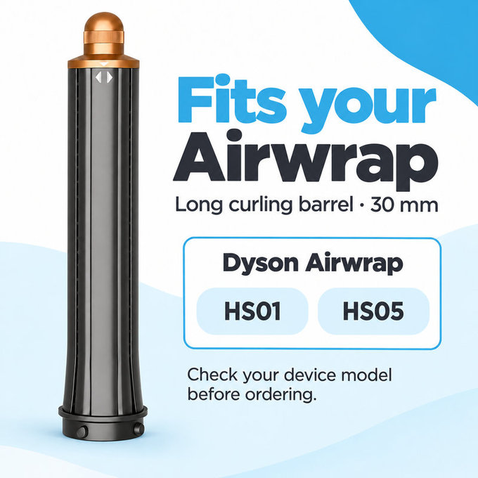 Cono lungo per ricci per Dyson Airwrap HS01, HS05, 30 mm, Nickel / Copper