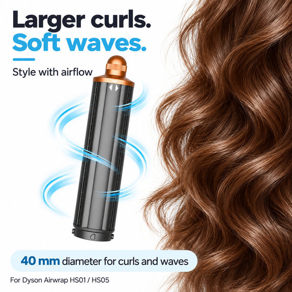 Cono lungo per ricci per Dyson Airwrap HS01, HS05, 40 mm, Nickel / Copper