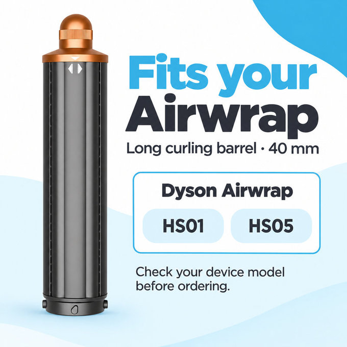 Cono lungo per ricci per Dyson Airwrap HS01, HS05, 40 mm, Nickel / Copper