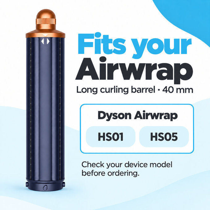 Cono lungo per ricci per Dyson Airwrap HS01, HS05, 40 mm, Prussian Blue / Rich Copper