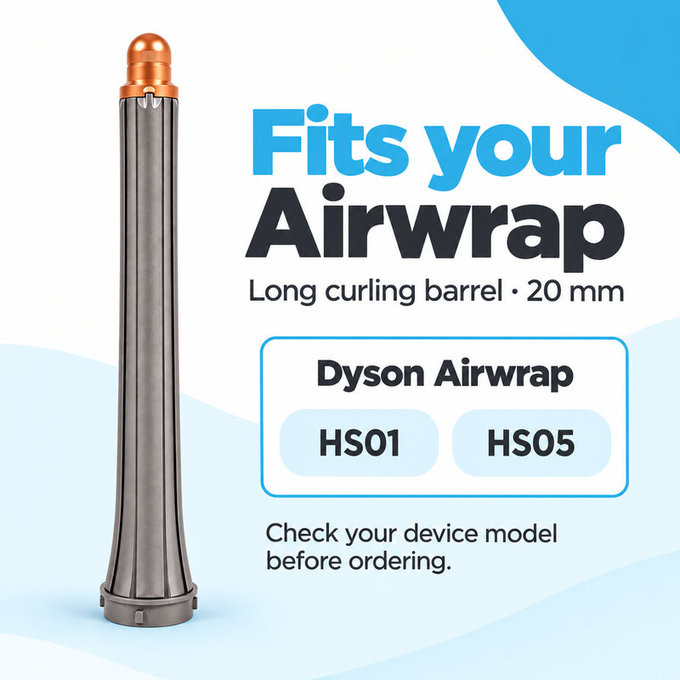 Cono lungo per ricci per Dyson Airwrap HS01, HS05, 20 mm, Nickel / Copper