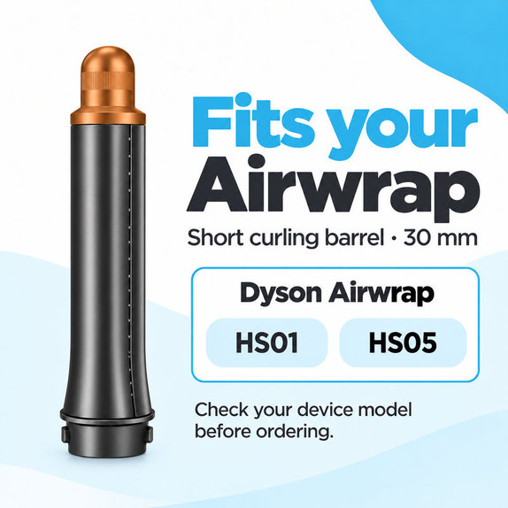 Cono corto per ricci per Dyson Airwrap HS01, HS05, 30 mm, Nickel / Copper