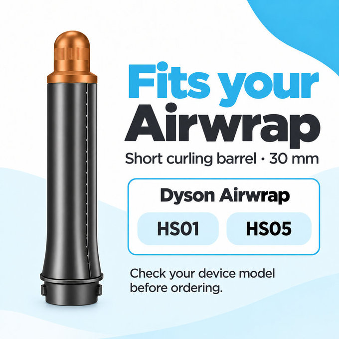 Cono corto per ricci per Dyson Airwrap HS01, HS05, 30 mm, Nickel / Copper