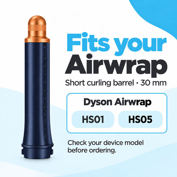 Cono corto per ricci per Dyson Airwrap HS01, HS05, 30 mm, Prussian Blue / Rich Copper