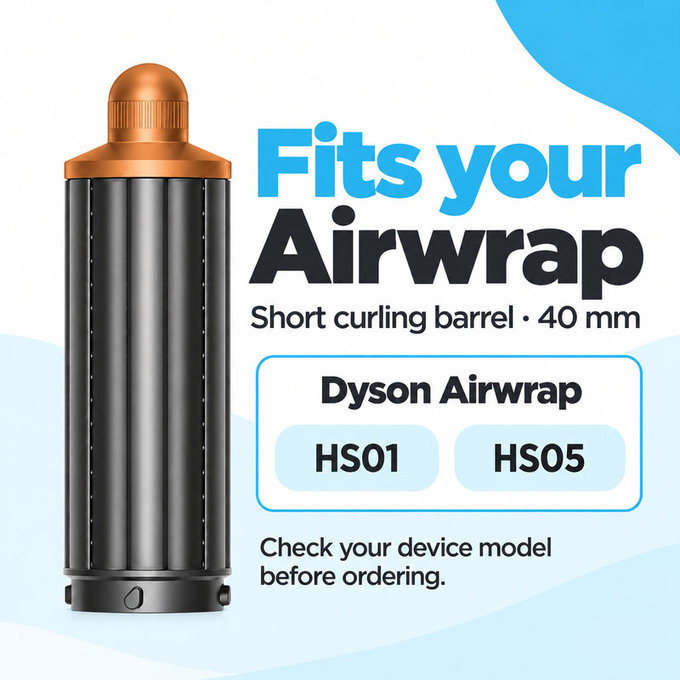 Cono corto per ricci per Dyson Airwrap HS01, HS05, 40 mm, Nickel / Copper