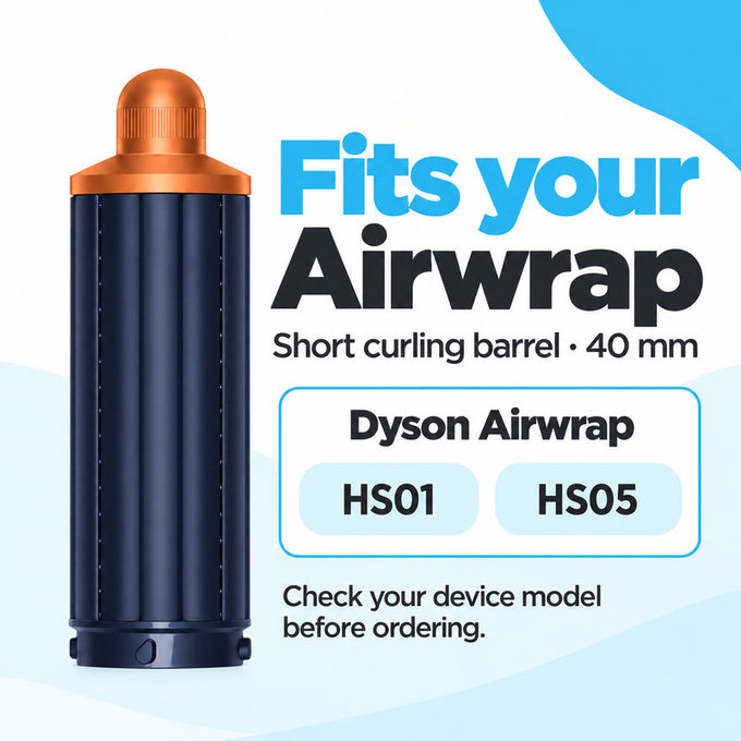 Cono corto per ricci per Dyson Airwrap HS01, HS05, 40 mm, Prussian Blue / Rich Copper