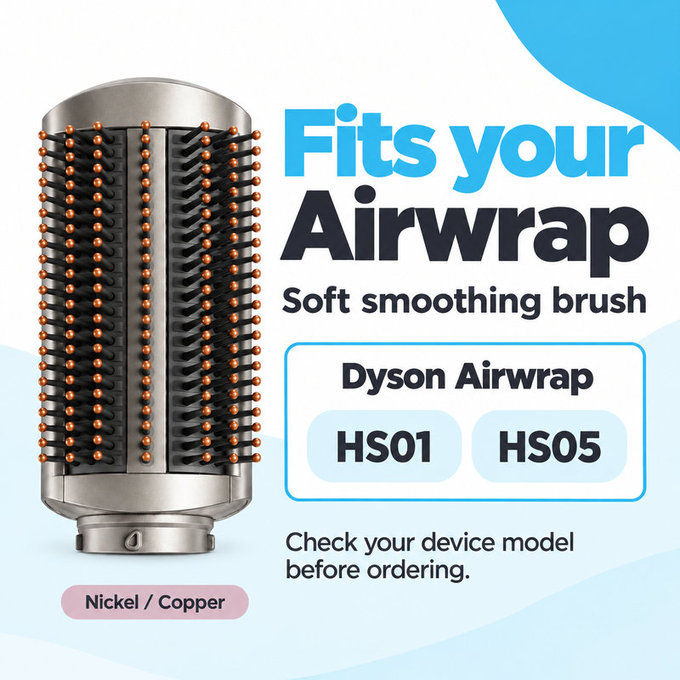 Spazzola lisciante morbida per Dyson Airwrap HS01, HS05, Nickel / Copper