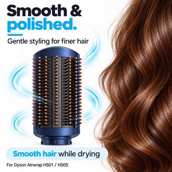 Spazzola lisciante morbida per Dyson Airwrap HS01, HS05, Prussian Blue / Rich Copper