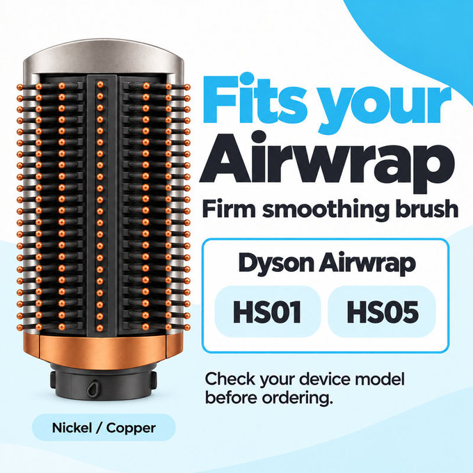Spazzola lisciante rigida per Dyson Airwrap HS01, HS05, Nickel / Copper